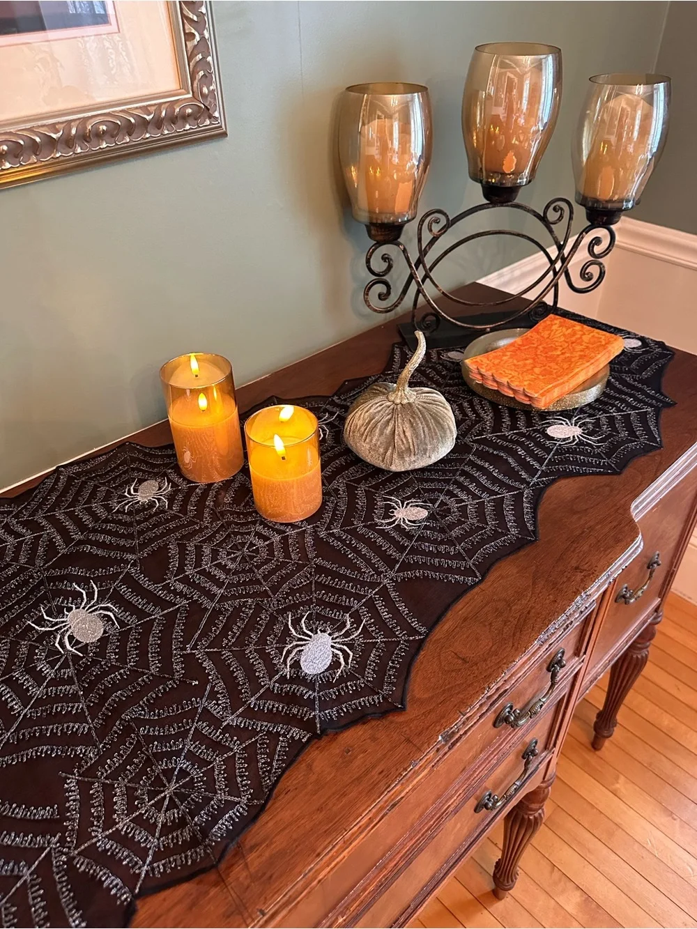 Halloween Spiderweb Table Runner - Black - Home Dining - NEW